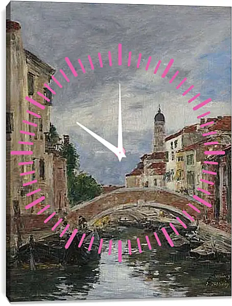 Часы картина - Small Channel in Venice, 1895. Эжен Буден