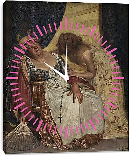 Часы картина - Julie og ammen. Педер Хенрик Кристиан Сартман