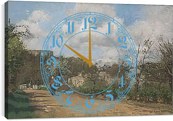 Часы картина - View from Louveciennes. Камиль Писсарро