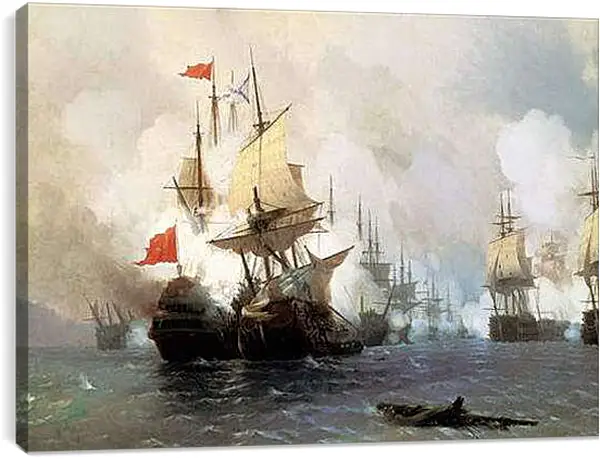 Постер на подрамнике - Наваринский бой. Иван Айвазовский