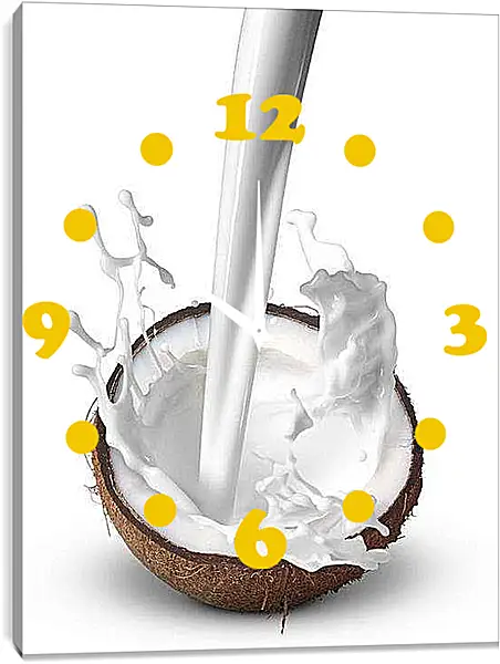 Часы картина - Кокос и молоко. Тропическая свежесть.