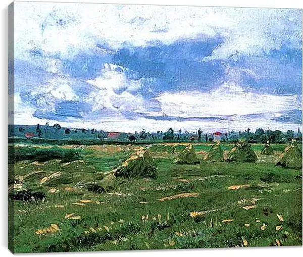 Постер на подрамнике - Wheat Fields with Stacks. Винсент Ван Гог