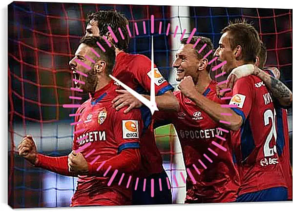 Часы картина - Празднование гола. ФК ЦСКА Москва. FC CSKA Moscow