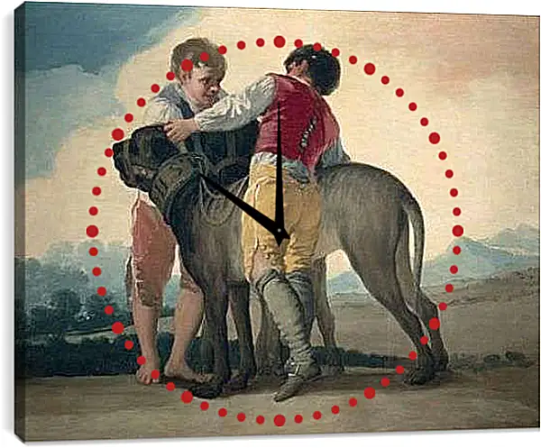 Часы картина - Boys with Mastiffs. Франсиско Гойя