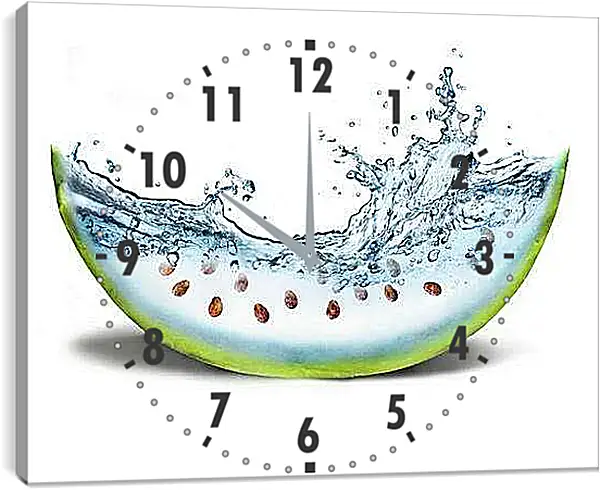 Часы картина - Водный арбуз. Арбузная свежесть.