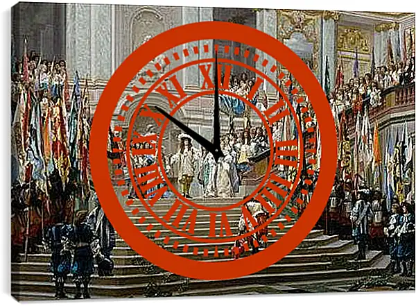 Часы картина - Прием принца Конде Людовиком XIV в Версале в 1674 году. Жан-Леон Жером