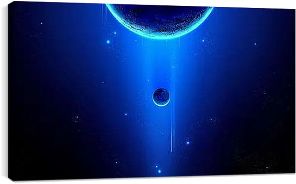 Постер на подрамнике - Две планеты, маленькая и большая