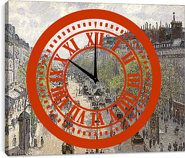 Часы картина - Бульвар Монмартр. Весеннее утро. Камиль Писсарро