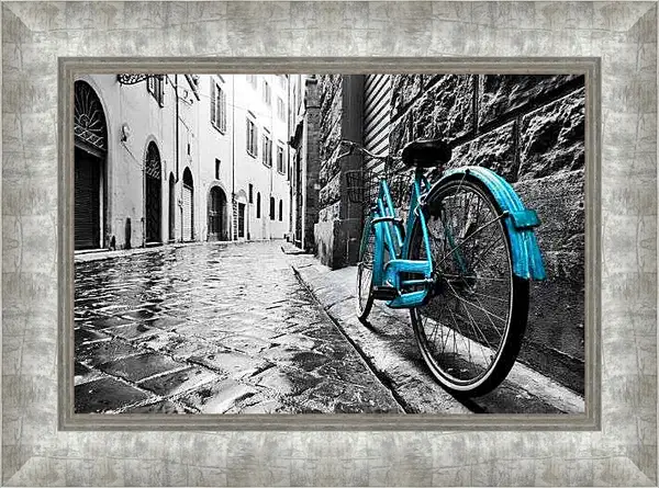 Картина в раме - Флоренция, голубой велосипед