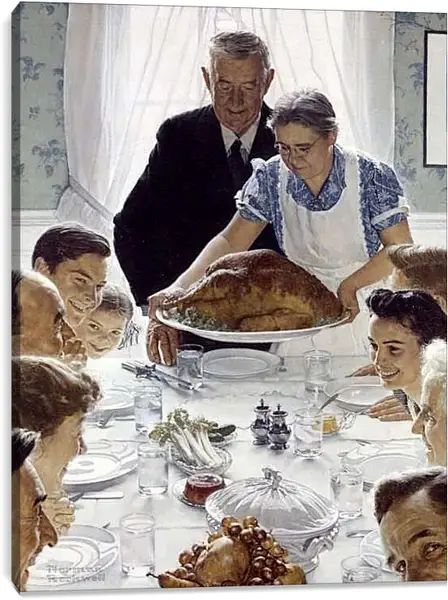 Постер на подрамнике - Свобода от нужды. Норман Роквелл