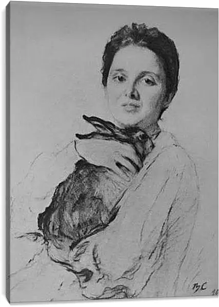 Постер на подрамнике - Обнинская с зайчиком. Валентин Александрович Серов