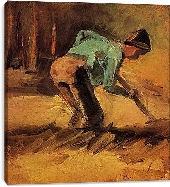 Постер на подрамнике - Man Stooping with Stick or Spade. Винсент Ван Гог