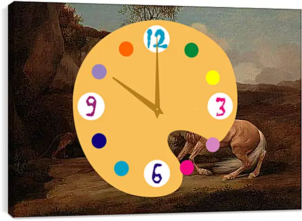 Часы картина - Лев и лошадь