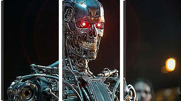 Модульная картина - Металлический череп. Терминатор