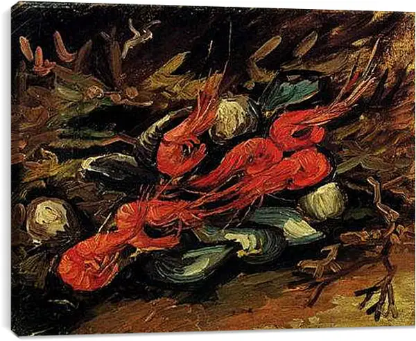Постер на подрамнике - Still Life with Mussels and Shrimps. Винсент Ван Гог
