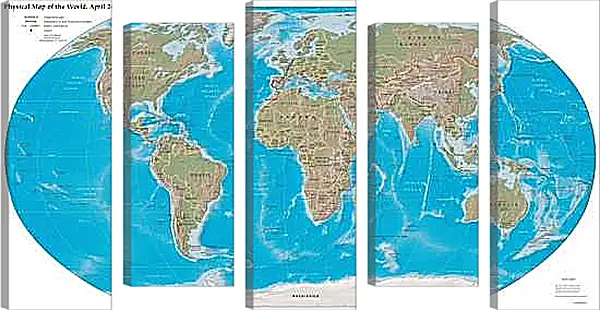 Модульная картина - Физическая карта мира, апрель 2004