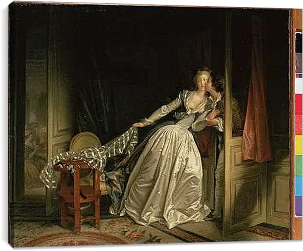 Постер на подрамнике - The Stolen Kiss. Жан Оноре Фрагонар