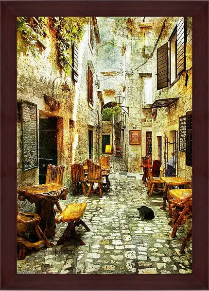 Картина в раме - Старые улицы Греции