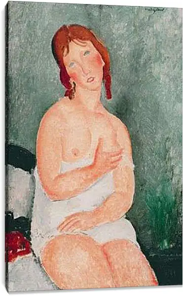 Постер на подрамнике - Young Woman in a Shirt (The Little Milkmaid). Молодая женщина в рубашке. Амедео Модильяни