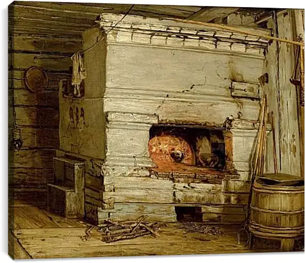 Постер на подрамнике - Крестьянская изба. Максимов Василий Максимович