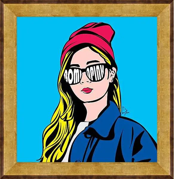 Картина в раме - Девушка в очках