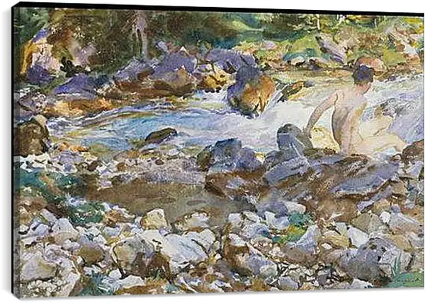 Постер на подрамнике - Mountain Stream - Горный поток. Джон Сингер Сарджент