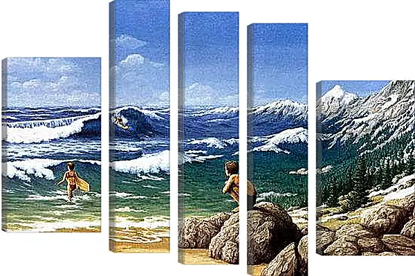 Модульная картина - Иллюзия. Горы из моря