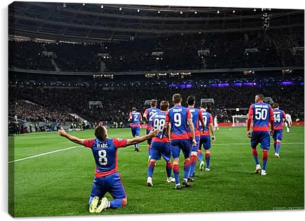 Постер на подрамнике - Празднование гола. ФК ЦСКА Москва. FC CSKA Moscow