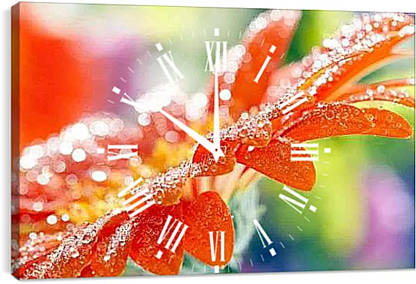 Часы картина - Оранжевая Гербера