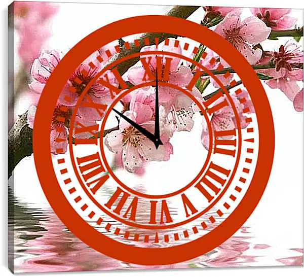 Часы картина - Сакура над водой