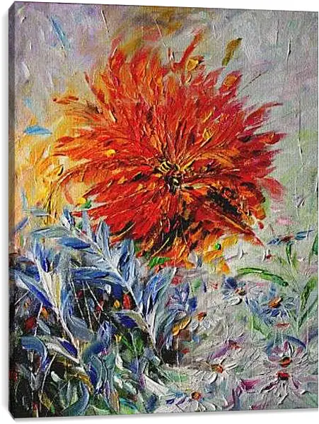 Постер на подрамнике - Георгины. Арт-постер