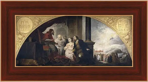 Картина в раме - Аристократ Хуан и его жена рассказывают о своем сне Папе Либерию. Бартоломе Эстебан Мурильо
