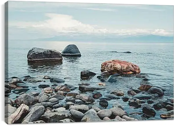 Постер на подрамнике - Прибрежные камни. Байкал