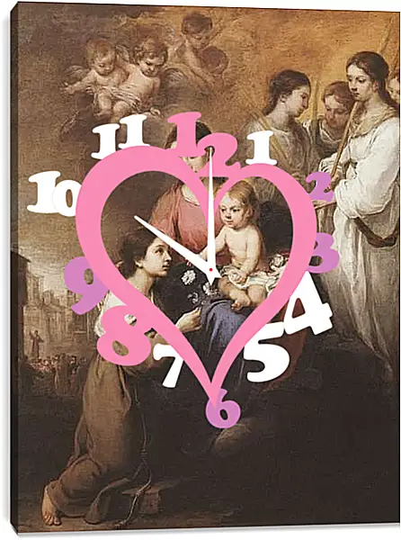 Часы картина - Мадонна и Младенец со Св.Розалиной. Бартоломе Эстебан Мурильо