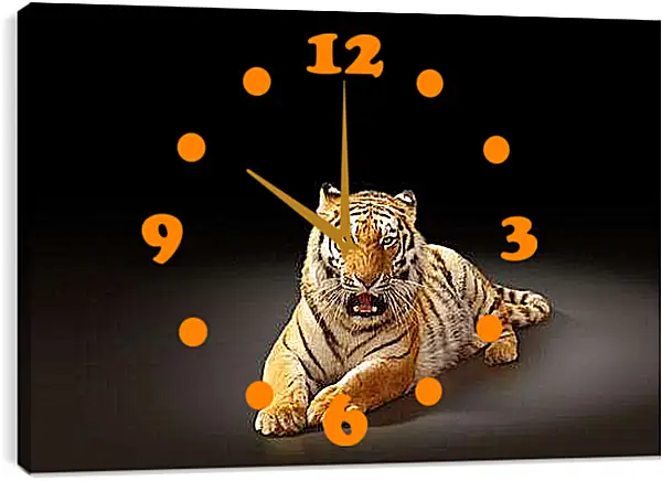 Часы картина - Бенгальский тигр. Коричневый тигр