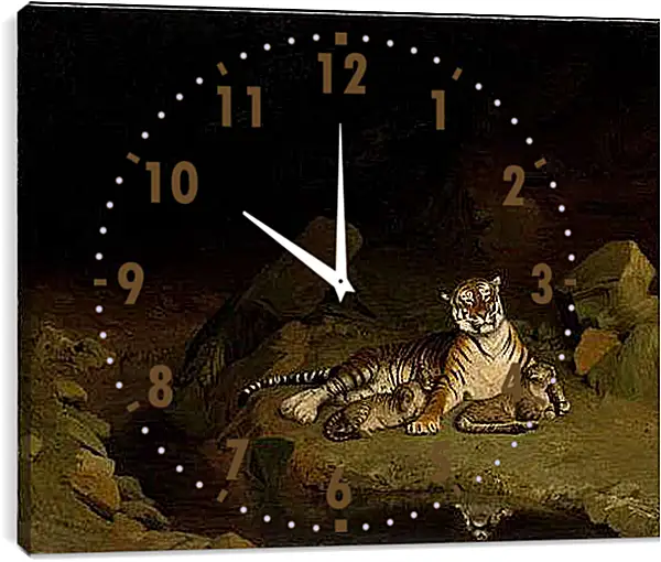 Часы картина - Tiger and Cubs - Тигр и детеныши. Жан-Леон Жером
