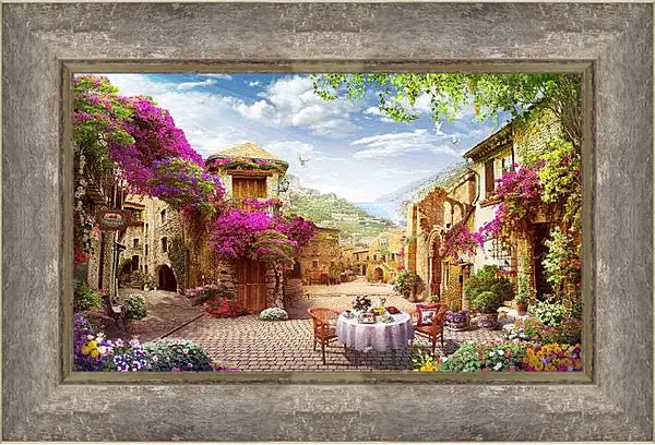 Картина в раме - Летний дворик