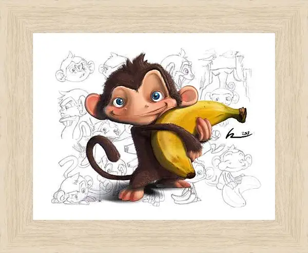 Картина в раме - Обезьянка
