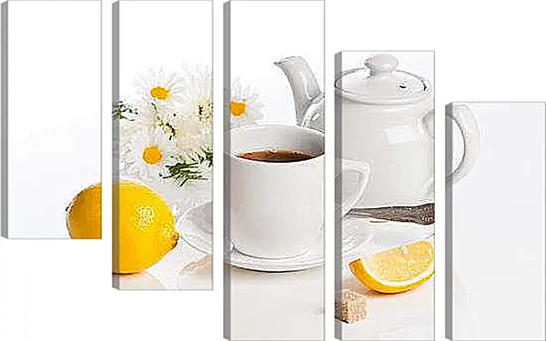 Модульная картина - Чай с лимоном и кусочек сахара. Утренний чай.