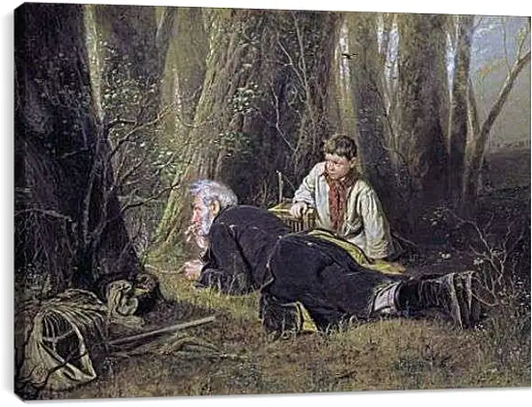 Постер на подрамнике - Птицелов. Перов Василий