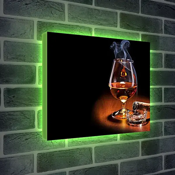 Лайтбокс световая панель - Коньяк и сигара. Вечерние Ароматы.