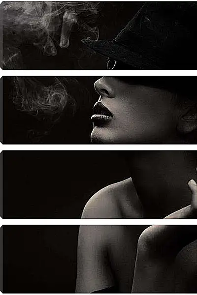 Модульная картина - Красотка в панаме
