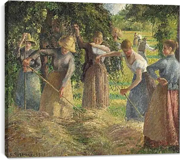 Постер на подрамнике - Жатва в Эраньи. Камиль Писсарро