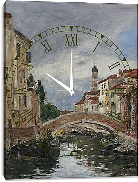 Часы картина - Small Channel in Venice, 1895. Эжен Буден