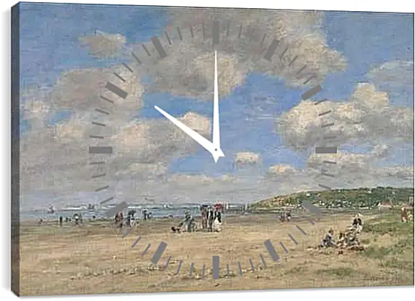 Часы картина - The Beach at Tourgeville-les-Sablons. Эжен Буден