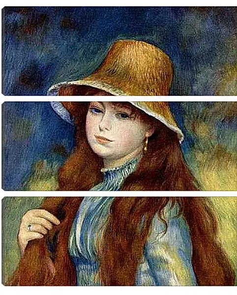 Модульная картина - Young Girl in a Straw Hat. Пьер Огюст Ренуар