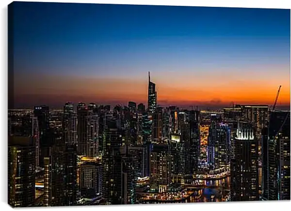 Постер на подрамнике - Закат над городом. Дубай