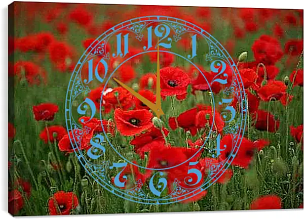 Часы картина - Маковое поле