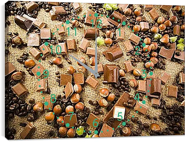 Часы картина - Шоколад и кофе. Сладкое Изобилие.