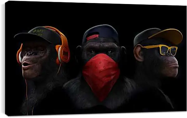 Постер на подрамнике - Три обезьяны